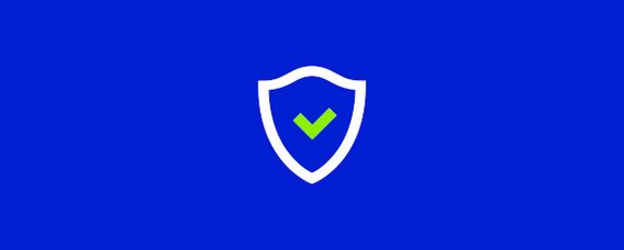 Icon eines Schutzschildes auf blauem Hintergrund