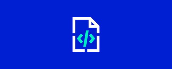 Icon eines HTML Codes auf blauem Hintergrund