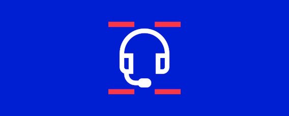 Icon eines Headsets auf blauem Hintergrund