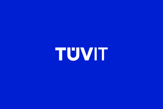 The "TÜVIT" logo features bold white text on a solid blue background
