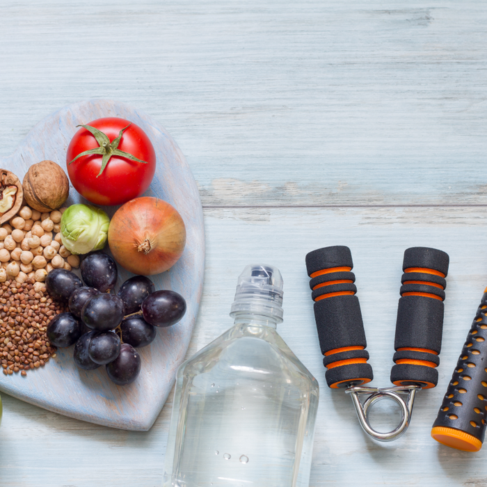Fruits and fitness equipment
