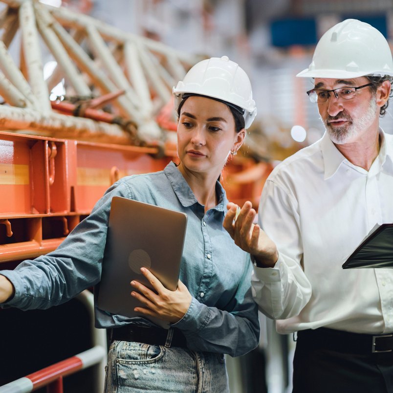 Man and woman at work as certifiers